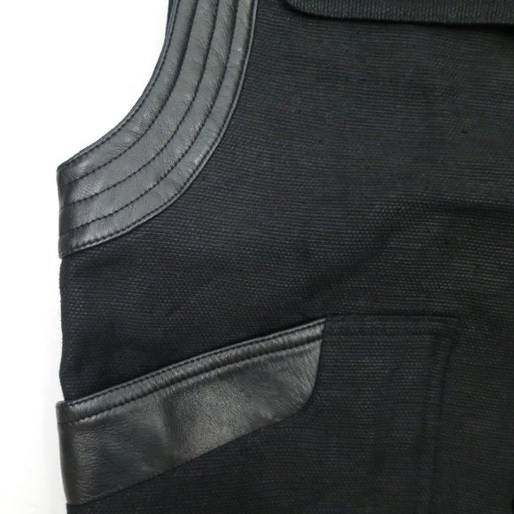 Sandro Linen Vest With Leather Detail Size 36 (S) - Picture 5 of 11